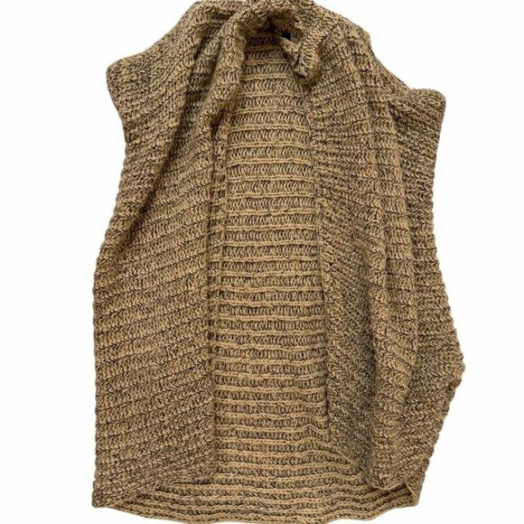 Source Unknown Sweaters - Brown & tan knit cardigan with horizontal ribbed texture